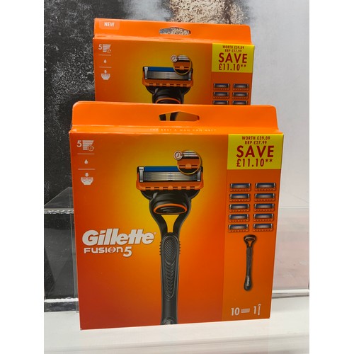 53 - 2 X PACKS OF GILLETTE FUSION 5 WITH 10 BLADES TOTAL RRP £55.98 ( P24022129 / C )