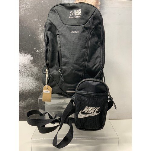 21 - KARRIMOR BLACK RUCK SACK RRP £36.99 & NIKE HERITAGE CROSSBODY BAG RRP £23 ( P23093583/P23093572 ... 