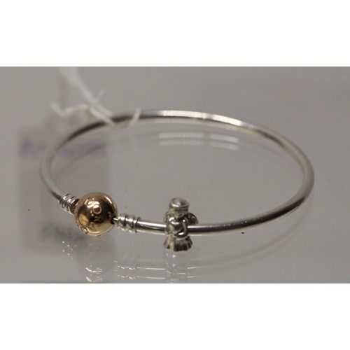 185 - PANDORA MOMENTS BANGLE WITH ROSE GOLD CLASP RRP £70 & PANDORA ANGEL CHARM RRP £35 - TOTAL RRP £9... 