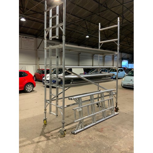 143 - 18FT HIGH ALU SCAFFOLD TOWER  (18FT HIGH X 3FT DEEP X 8FT WIDE)