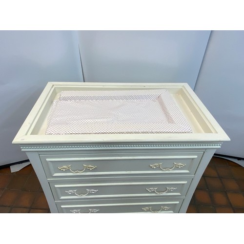 133 - MAMAS & PAPAS ORNATE 3 DRAWER CHEST OF DRAWERS WITH BABY CHANGING MAT