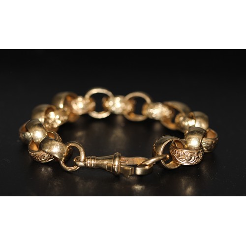 234 - 9CT (375) YELLOW GOLD BELCHER BRACELET - 48.90G ( P24032364 / C )