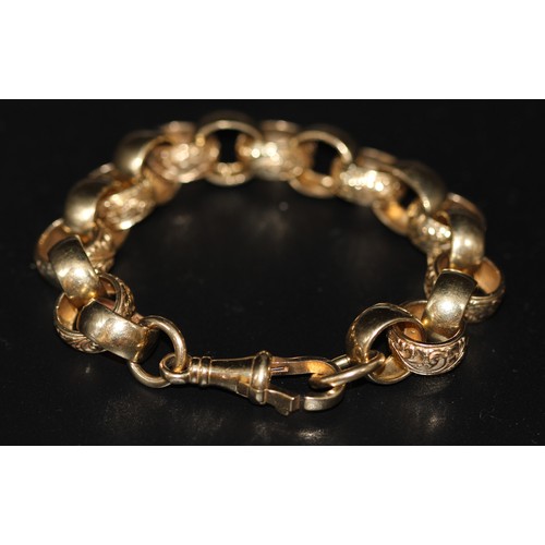 234 - 9CT (375) YELLOW GOLD BELCHER BRACELET - 48.90G ( P24032364 / C )