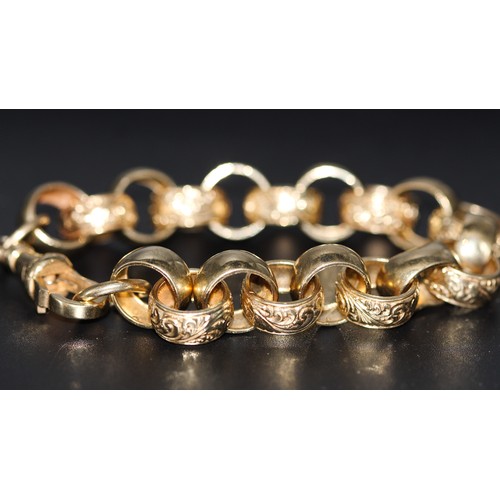 234 - 9CT (375) YELLOW GOLD BELCHER BRACELET - 48.90G ( P24032364 / C )