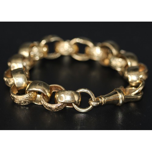 234 - 9CT (375) YELLOW GOLD BELCHER BRACELET - 48.90G ( P24032364 / C )