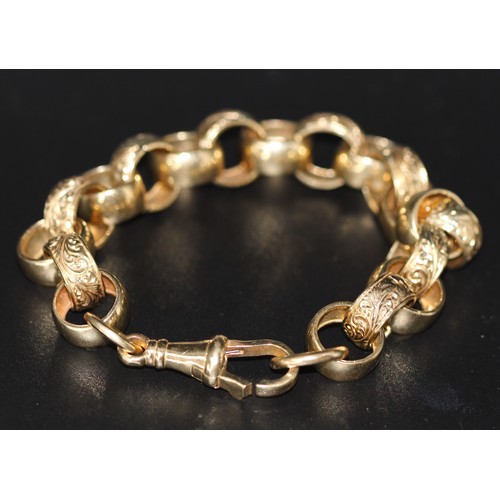 234 - 9CT (375) YELLOW GOLD BELCHER BRACELET - 48.90G ( P24032364 / C )