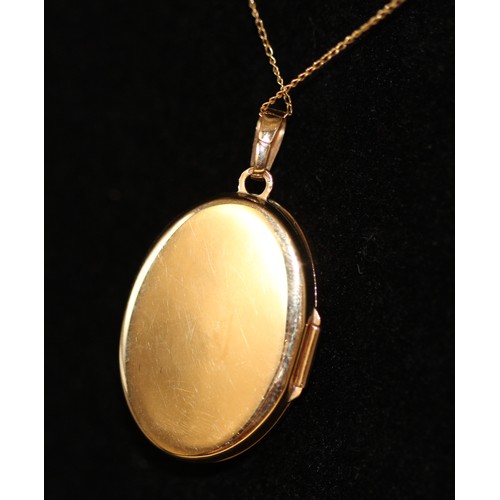 203 - 375 (9K) GOLD NECKLACE (A/F) & OVAL PATTERNED LOCKET - 3.60G ( P23101347 / C )