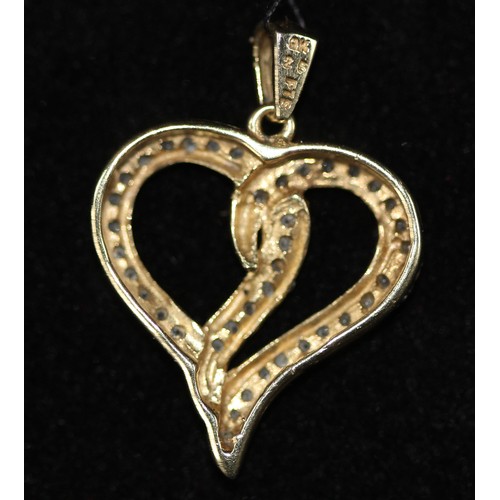 227 - 9CT GOLD HEART PENDANT SET WITH DIAMONDS ( P23066359 / C )