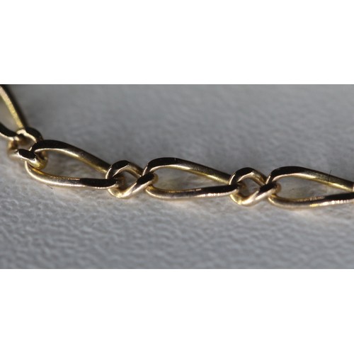 232 - 9CT GOLD FIGARO CHAIN & 14K GOLD CHAI JEWISH PENDANT - 7.60G ( P23066359 / C )