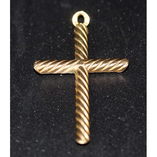 229 - 9CT YELLOW GOLD ROPE CROSS PENDANT (P24013367 )