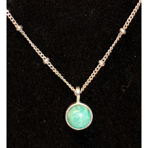 169 - DAISY LONDON AMAZONITE HEALING STONE NECKLACE - 925 SILVER RRP £100 (P24219640 )