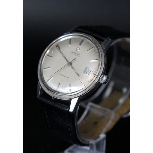 189 - 1960's OMEGA SEAMASTER GENÈVE AUTOMATIC DATE MODEL, SATIN SILVER DIAL IN STAINLESS STEEL CASE WITH L... 