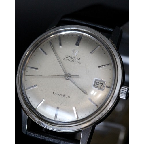 189 - 1960's OMEGA SEAMASTER GENÈVE AUTOMATIC DATE MODEL, SATIN SILVER DIAL IN STAINLESS STEEL CASE WITH L... 