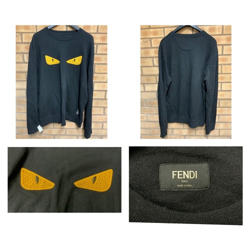 90 - FENDI EYES SPIKES SWEATSHIRT BAG BUGS- BLACK AND YELLOW (NO SIZE) RRP £775 ( ACC/12/POCA/P24020108 )