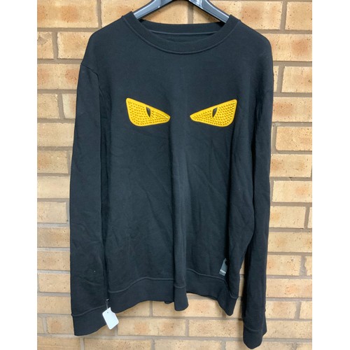 90 - FENDI EYES SPIKES SWEATSHIRT BAG BUGS- BLACK AND YELLOW (NO SIZE) RRP £775 ( ACC/12/POCA/P24020108 )