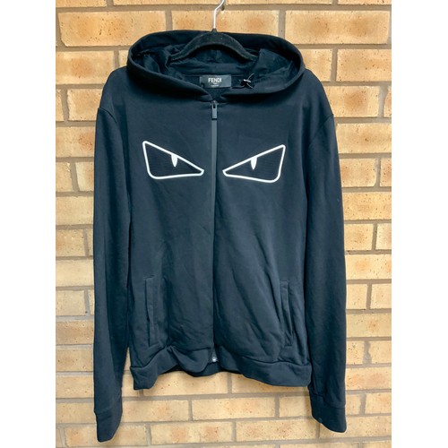 94 - FENDI BUG EYES ZIP UP HOODED SWEATSHIRT BLACK SIZE XXL RRP £600-700 ( ACC/11/POCA/P24020107 )