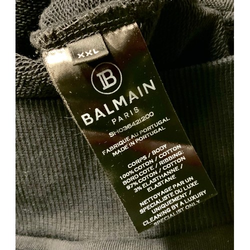 91 - BALMAIN LOGO PRINT STRETCH COTTON JERSEY HOODIE SIZE XXL RRP £795 ( ACC/04/POCA/P24020109 )