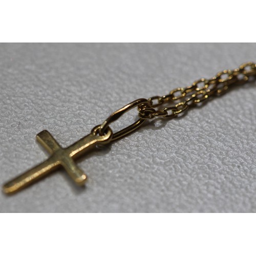 201 - 9CT GOLD CHAIN & 9CT GOLD SMALL CROSS PENDANT 1.71G ( P23066359 / C )