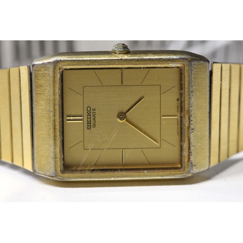 194 - 1980'S VINTAGE SEIKO TANK GOLD PLATED WATCH - 475382 ( P23066348 / C )