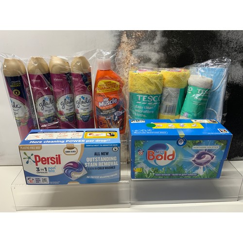 64 - 4 X GLADE AIRFRESHNER,PERSIL 3 IN 1 NON BIO 32 CAPSULES,BOLD 3 IN 1 33 WASHES CAPSULES,MR MUSCLE DRA... 