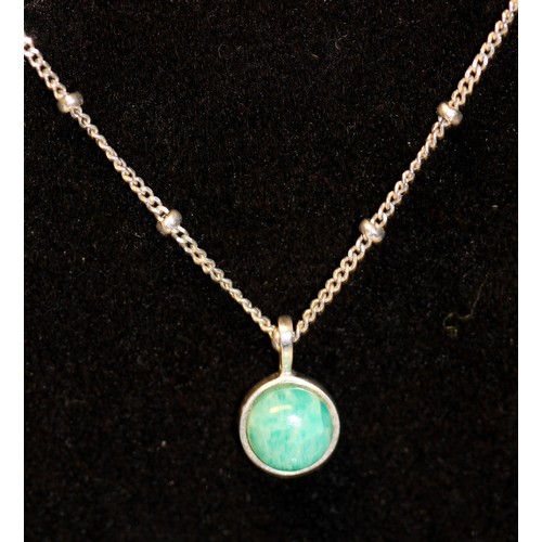 227 - DAISY LONDON AMAZONITE HEALING STONE NECKLACE - 925 SILVER RRP £100 (P24219640 )