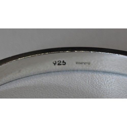 215 - UNUSUAL VINTAGE RING LINK 925 SILVER HALLMARKED BANGLE - STAMPED 13.9.75 & SILVER 925 HINGED BAN... 