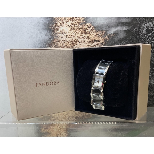 235 - NEW IN BOX PANDORA FACETS BLACK/SILVER DIAMOND WATCH - 811023WH RRP £360 ( P20212287 / a )... 