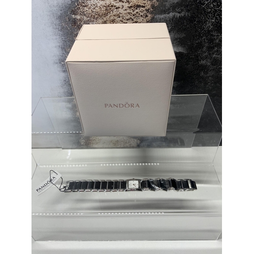 235 - NEW IN BOX PANDORA FACETS BLACK/SILVER DIAMOND WATCH - 811023WH RRP £360 ( P20212287 / a )... 