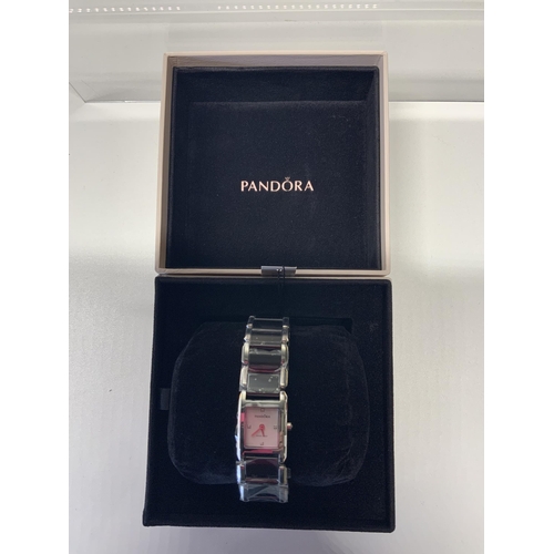 235 - NEW IN BOX PANDORA FACETS BLACK/SILVER DIAMOND WATCH - 811023WH RRP £360 ( P20212287 / a )... 