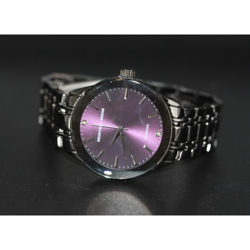 225 - NEW - GEOFFREY BEENE GUN METAL DIAMOND WATCH IN BOX RRP £77 ( P24236147 / a )