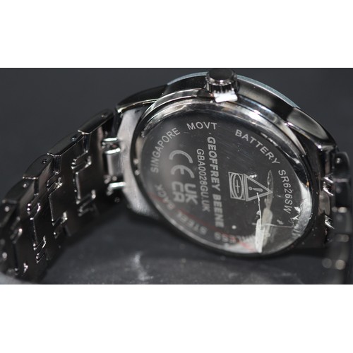 225 - NEW - GEOFFREY BEENE GUN METAL DIAMOND WATCH IN BOX RRP £77 ( P24236147 / a )