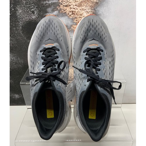 183 - HOKA KAWANA GREY AND ORANGE SIZE 9 RRP £125 ( ACC/33/POCA/P24020166 )