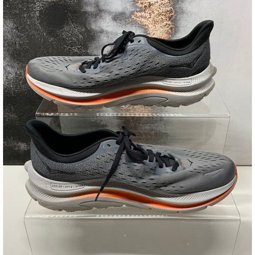 183 - HOKA KAWANA GREY AND ORANGE SIZE 9 RRP £125 ( ACC/33/POCA/P24020166 )