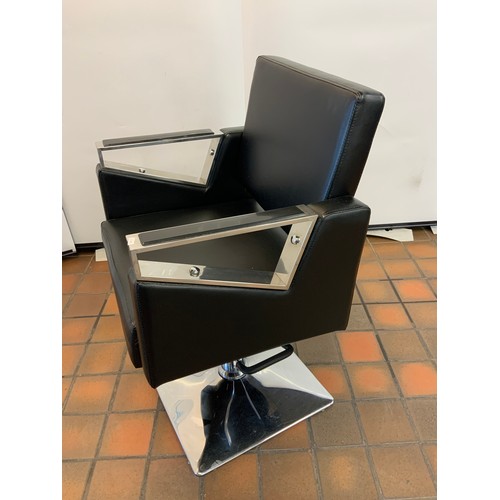 33 - RISE & FALL BLACK & CHROME SALON CHAIR - COST NEW £350