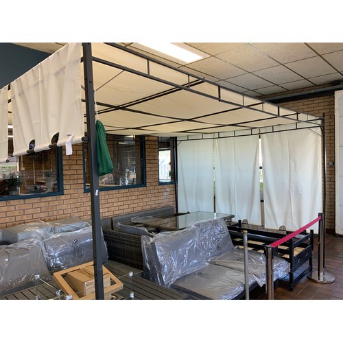 154 - NEW VIDA XL  GARDEN GAZEBO WITH SIDE CURTAINS 4 X 3 RRP £217.99