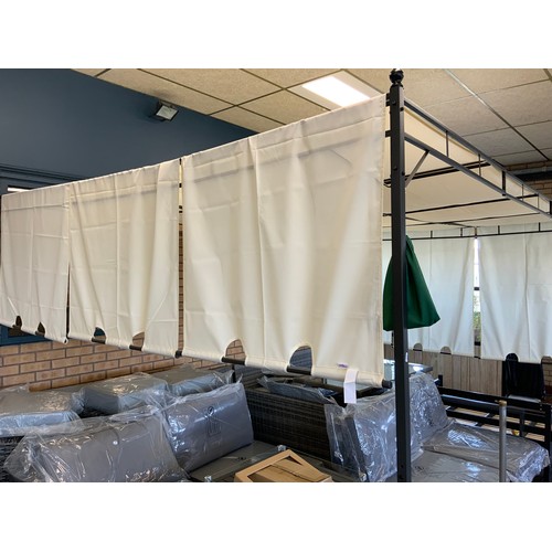 154 - NEW VIDA XL  GARDEN GAZEBO WITH SIDE CURTAINS 4 X 3 RRP £217.99
