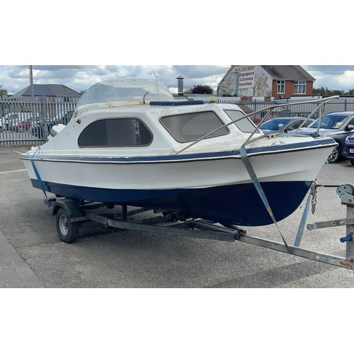 SHETLAND 535 CABIN CRUISER BOAT WITH JOHNSON 50cc & TRAILER