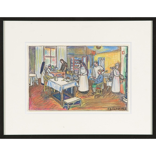 105 - FRANZ VON ZÜLOW*   (Vienna 1883 - 1963 Vienna)  Surgery Room, 1922  indian ink and pastel/paper, 19,... 