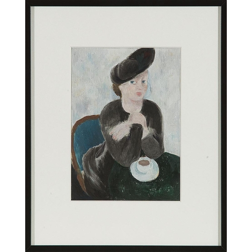 135 - EMIL BÖHM*   (Munich 1873 - 1958 Munich)  Lady at the café  watercolor/paper, 22 x 15,5 cmGerman pai... 