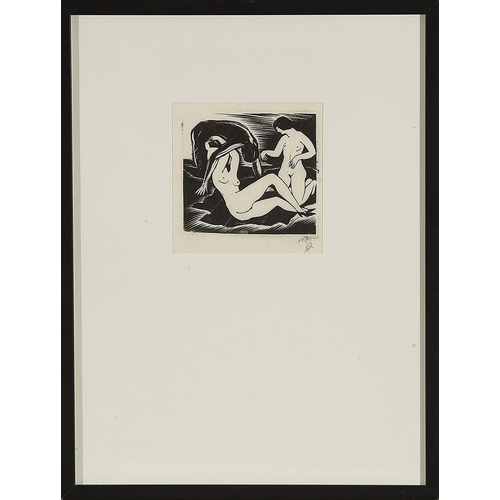 139 - OTTO RUDOLF SCHATZ*   (Vienna 1900 - 1961 Vienna)  Erotic Scene I, 1927  woodcut/paper, 14 x 14,8 cm... 