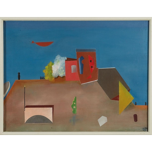 153 - OTTO HOFMANN*   (Essen 1907 - 1996 Pompeiana)  House by a Lake, 1933  oil/canvas, 46,8 x 61 cm  mono... 