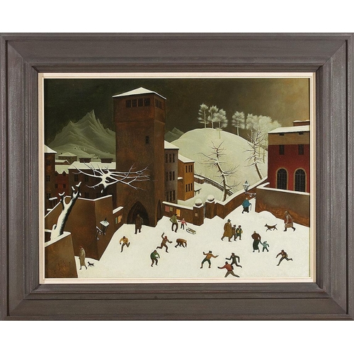 157 - FRANZ SEDLACEK   (Wroclaw 1891 - 1945 missing)  Winter Landscape with Tower  oil/wood, 47,1 x 63 cm ... 