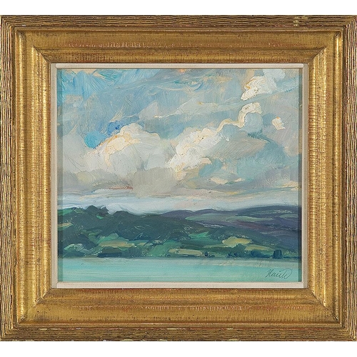 18 - KARL HAUK*   (Klosterneuburg 1898 - 1974 Vienna)  Ay the Lake, around 1922  oil/cardboard, 17,8 x 20... 