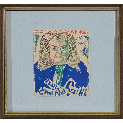 192 - OSKAR LASKE   (Czernowitz 1874 - 1951 Vienna)  Johann Sebastian Bach, 1938  gouache/paper, 13 x 10,8... 