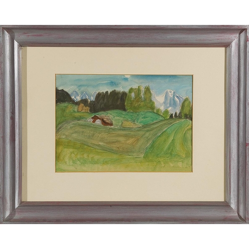 201 - ALFONS WALDE*   (Oberndorf 1891 - 1958 Kitzbühel)  Summer Pasture  mixed media/paper, 27,7 x 39 cm  ... 