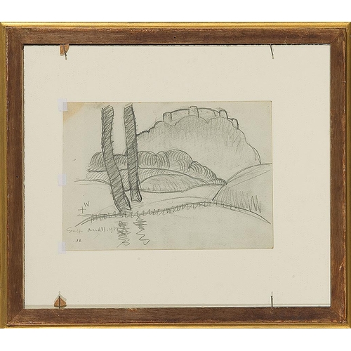 213 - HERBERT GURSCHNER*   (Innsbruck 1901 - 1975 London)  Fortress Hohensalzburg, 1921  pencil/paper, 26,... 