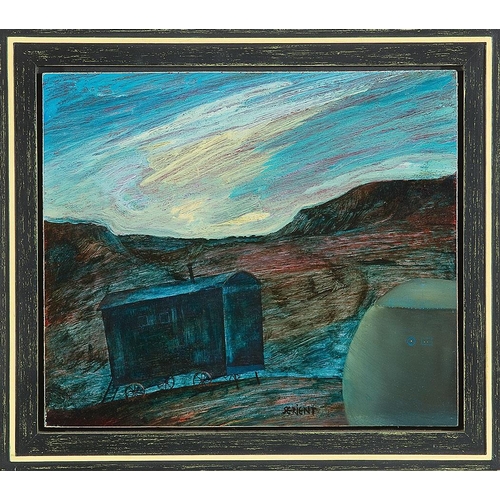 235 - HERMANN SERIENT*   (born 1935 in Melk)  Caravan, 1975  oil/wood, 32 x 37,2 cm  signed Serient verso ... 