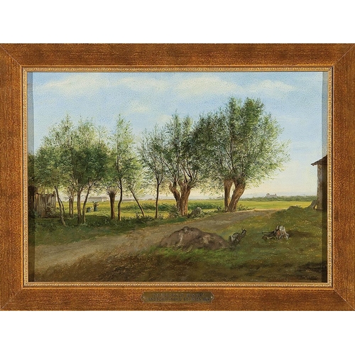 24 - JOHANN NEPOMUK RAUCH   (Vienna 1804 - 1847 Rome)  Landscape near Vienna  oil/wood, 29,7 x 42 cm  sig... 