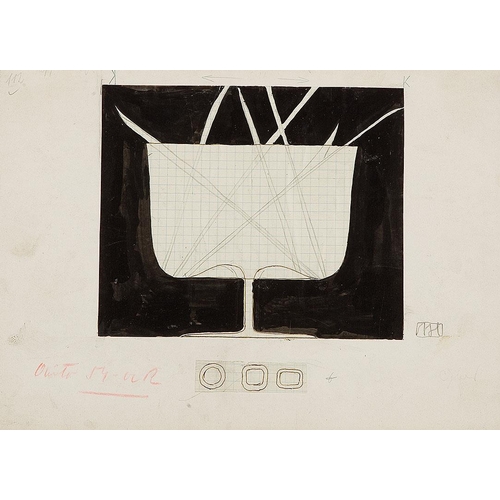 30 - JOSEF HOFFMANN*   (Pirnitz 1870 - 1956 Vienna)  Stem Glas  pencil and indian ink/paper, 21,9 x 30,2 ... 