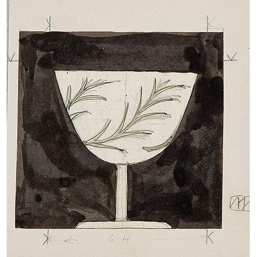 32 - JOSEF HOFFMANN*   (Pirnitz 1870 - 1956 Vienna)  Glas with floral Pattern  pencil and indian ink/pape... 